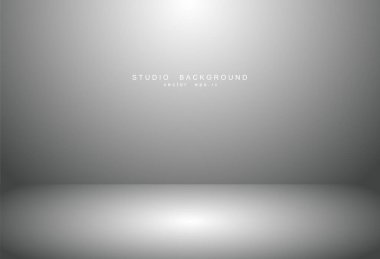 Beyaz gri gradyan stüdyo odası arka planı. Vektör EPS 10
