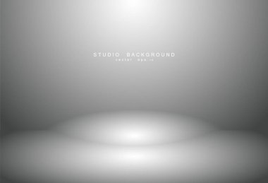 Beyaz gri gradyan stüdyo odası arka planı. Vektör EPS 10