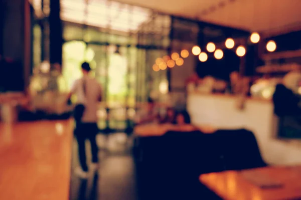 Coffee Shop Blur Background Bokeh Light Vintage Filter — Stock Photo, Image