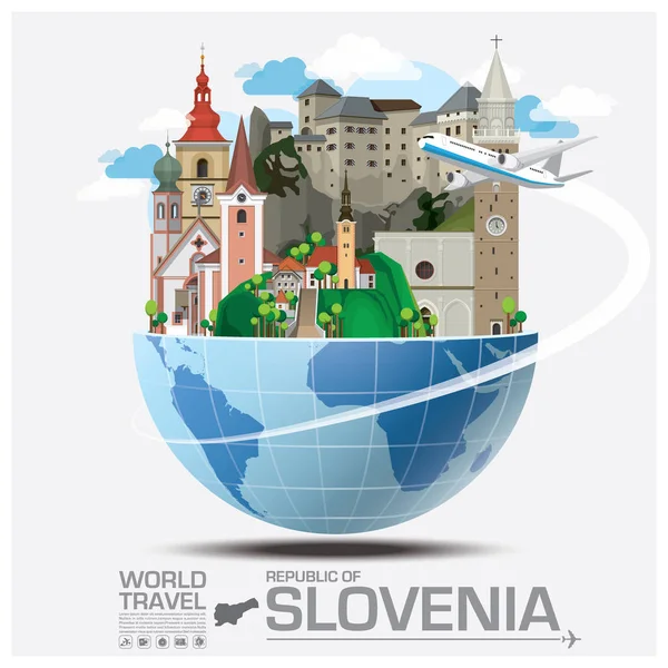 A Szlovén Köztársaság Landmark globális utazás és utazás Infograp — Stock Vector