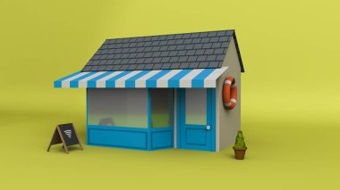 Surf N 'Wear' ın Plaj Dükkanı 3 boyutlu modern ev