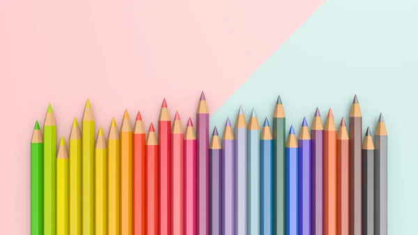 3D ILLUSTRATION. Color pencils isolated on white background.Clos — Stock Photo, Image