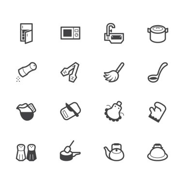 mutfak öğesi siyah vektör simgesi beyaz arka plan üzerinde ayarla