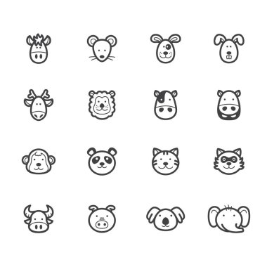 hayvan öğesi siyah vektör simgesi beyaz arka plan üzerinde ayarla