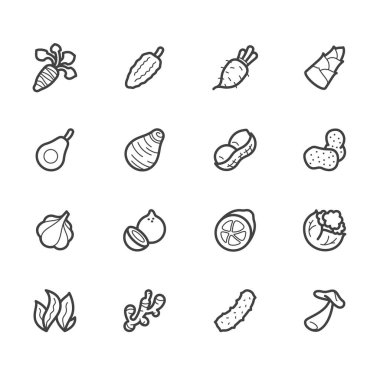vegetable element vector black icon set on white background clipart