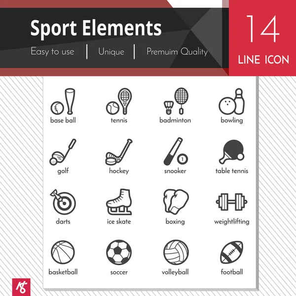 Sport center elemek beállítása, fehér alapon fekete ikonok vektoros. Prémium minőségű tagolási szimbólum gyűjtemény. Stroke vektor logo fogalom, web grafika. — Stock Vector