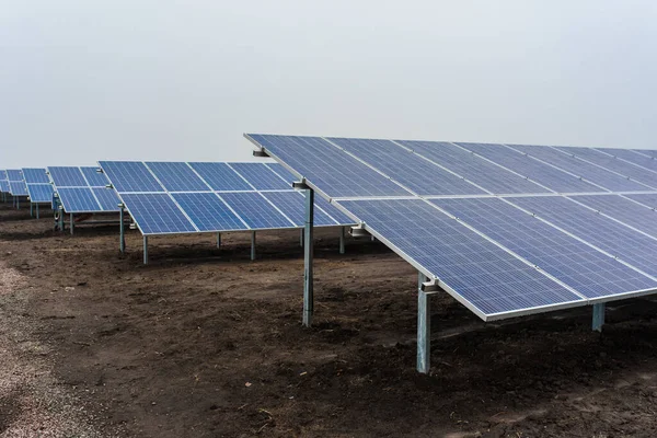 Ekolojik yeşil enerji. Güneş panelleri yere monte edildi