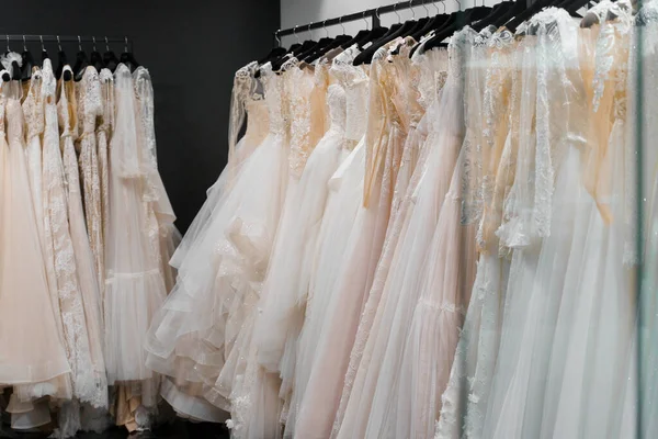 Abiti Sposa Chiffon Seta Tulle Pizzo Bellissimo Abito Sposa Bianco — Foto Stock