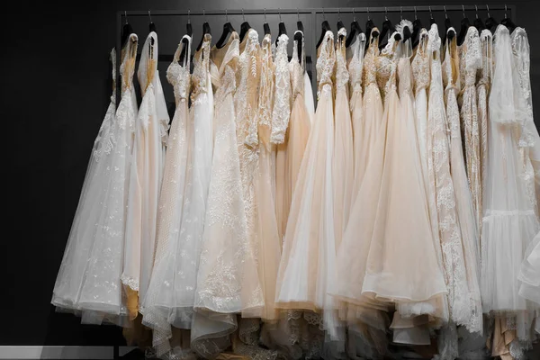 Abiti Sposa Chiffon Seta Tulle Pizzo Bellissimo Abito Sposa Bianco — Foto Stock