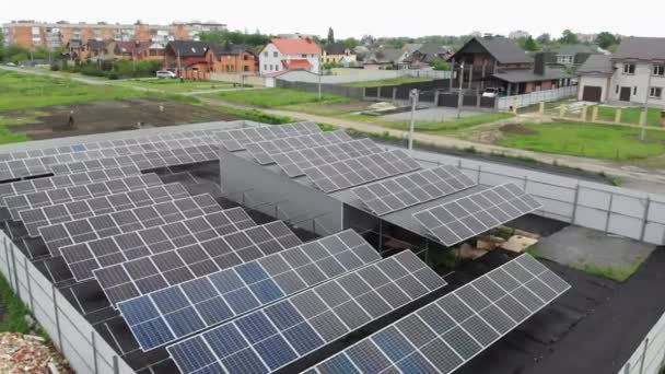 Paneles Solares Sun Planta Energía Video Drone Sostenibilidad Electricidad Del — Vídeo de stock