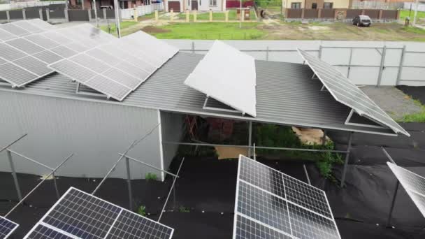 Sluneční Panely Video Elektrárna Dronu Udržitelnost Elektrické Energie Planetě Alternativní — Stock video