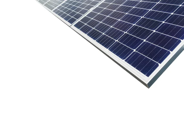 Panele Słoneczne Białym Tle Darmowa Elektryczność Dla Domu Zrównoważony Rozwój — Zdjęcie stockowe