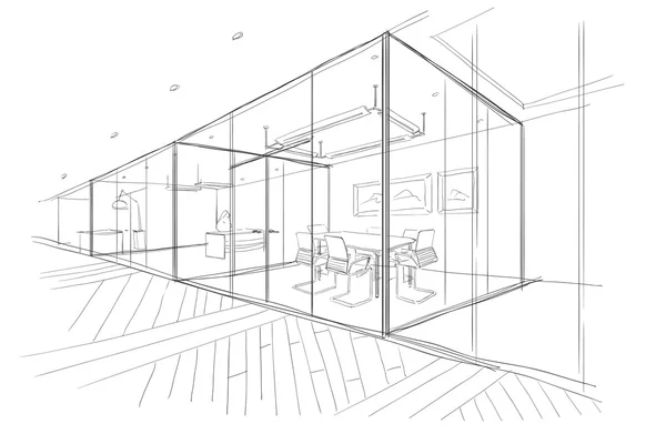 オフィス空間の手描きのスケッチ. — ストックベクタ