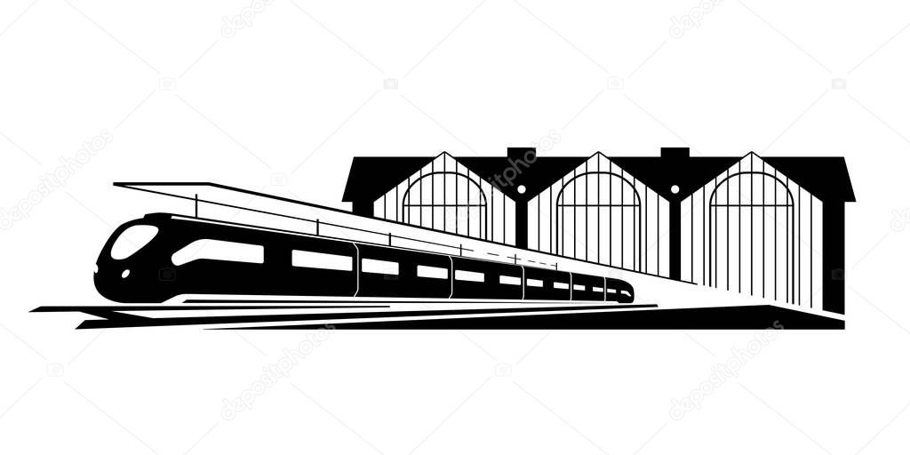 Vector illustration of train station.