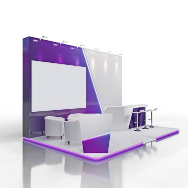 Büyük ekranlı Exhibtion Stand. Mockup.3d görüntüleme. 3 boyutlu görüntüleme. 3d hazırlayıcı.