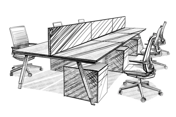 Ilustración Oficina Espacio Abierto Diseño Interiores — Vector de stock