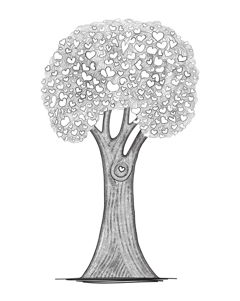 Vektor Illustration Kärlekens Träd Romantiskt Begrepp — Stock vektor