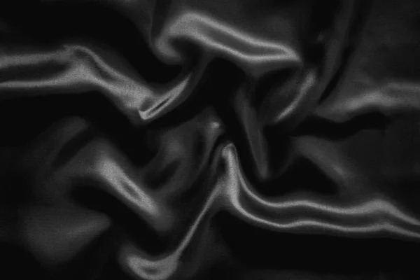 Wrinkle Black Satin Cloth Texture Background — Stock Photo, Image