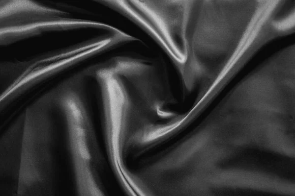 Морщинка Черного Атласной Ткани Текстуры Фона — стоковое фото