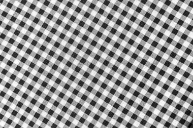 Klasik siyah ekose kumaş veya masa örtüsü arkaplanı