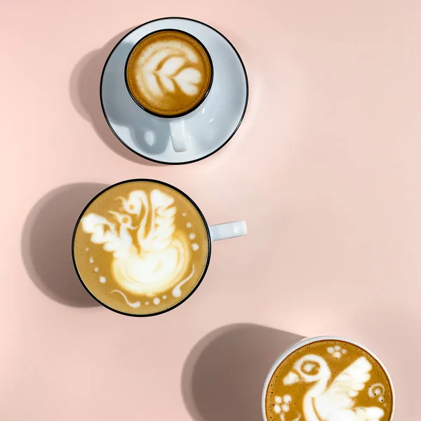 Különböző Típusú Kávé Cappuccin — Stock Fotó