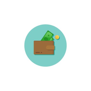 Para renkli vektör düz simgesi olan cüzdan