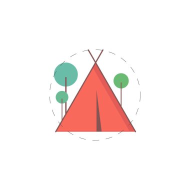 kamp gezisi renkli vektör düz simgesi