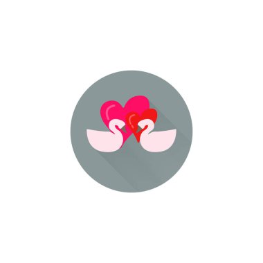 Aşk kuğuları renkli vektör düz simgesi