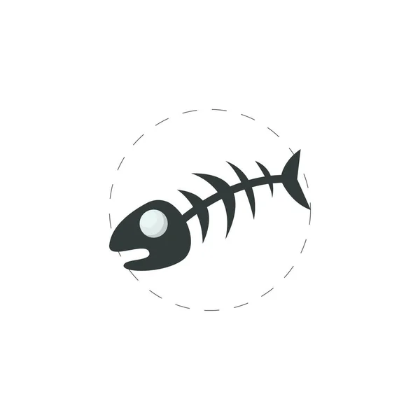 Osso de peixe, esqueleto de peixe ícone vetorial plano colorido — Vetor de Stock
