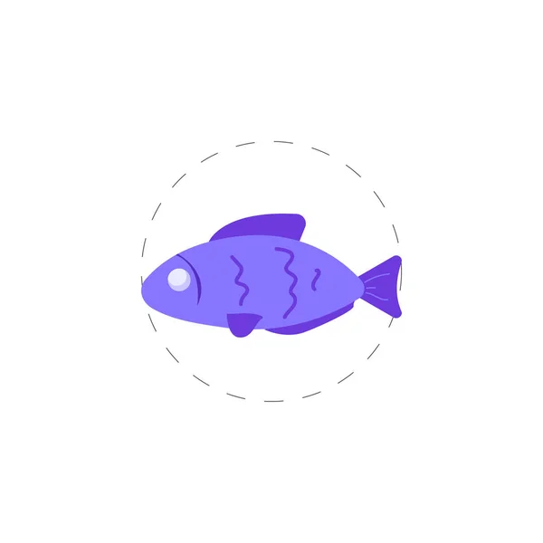 Fisch bunten Vektor flache Symbol — Stockvektor