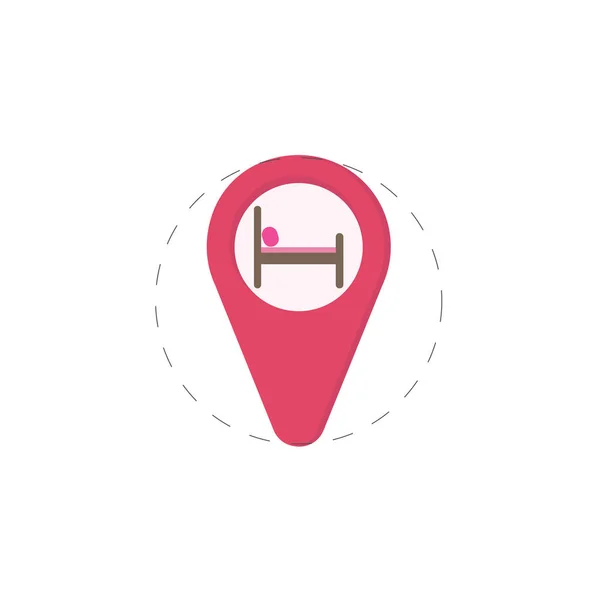Geolokalizacja hostel znak płaska ikona — Wektor stockowy