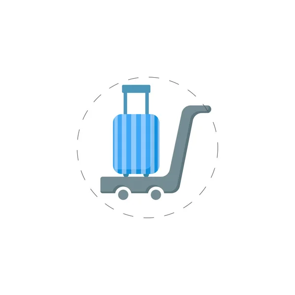 Equipaje en el aeropuerto colorido icono plano vector — Vector de stock