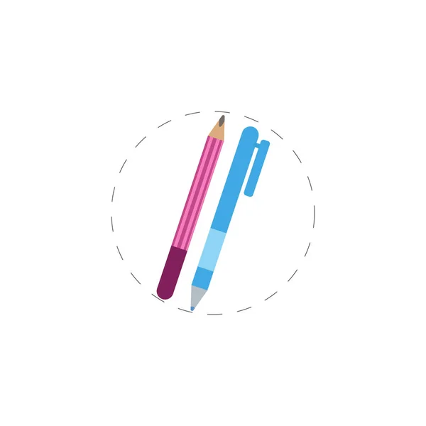 Pencil and pen colorful vector flat icon — Stock Vector