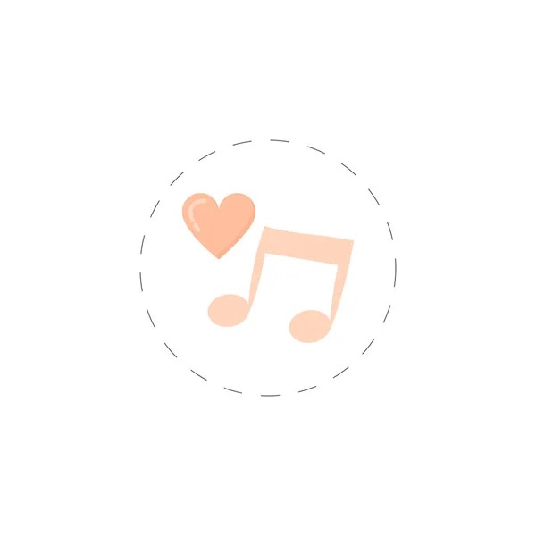 Amor musical vector colorido icono plano — Vector de stock