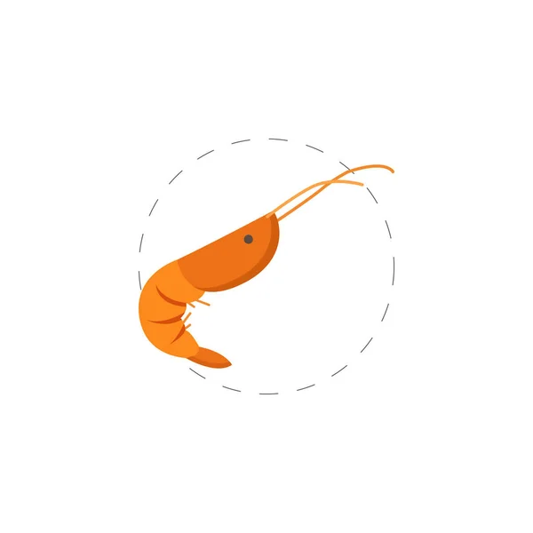 Ícone de camarão. Peixe e produtos do mar colorido vetor plana ícone — Vetor de Stock