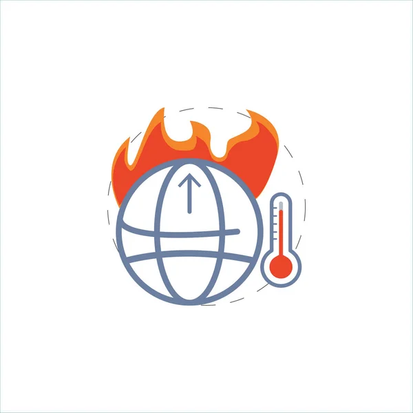 Globalny ciepły kolorowy wektor płaska ikona — Wektor stockowy
