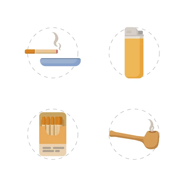Rauchen bunte Vektor flache Icon-Set für mobiles Konzept und Web-Apps-Design. — Stockvektor
