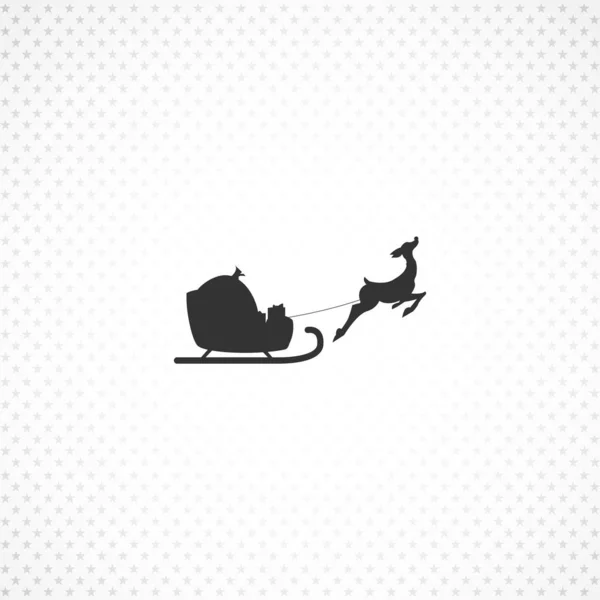 Veado de Natal com trenó de santa e ícone de saco de presente para o conceito móvel e web apps design . —  Vetores de Stock