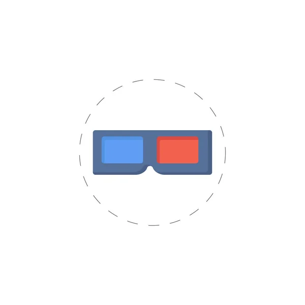 3d gafas de película de color plano vecor icono — Archivo Imágenes Vectoriales