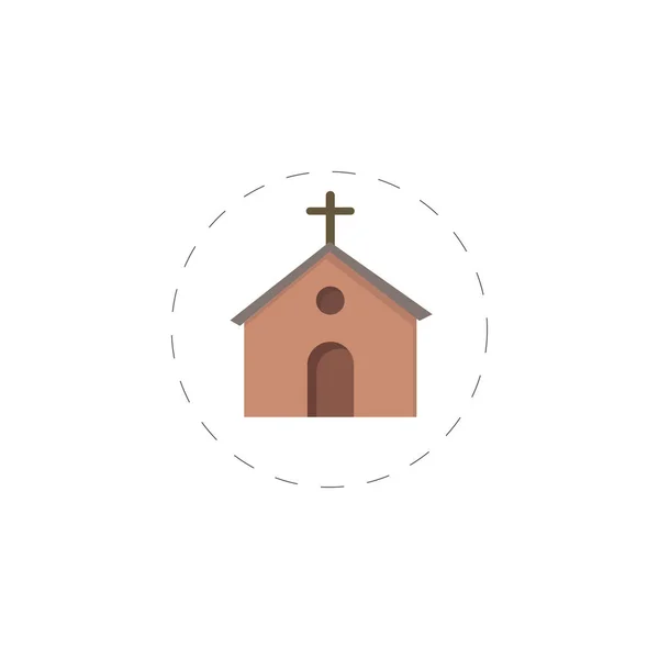 Εκκλησία χρωματισμένο επίπεδη διάνυσμα εικονίδιο — Διανυσματικό Αρχείο