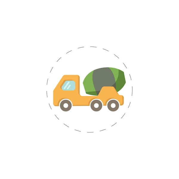 Béton mélangeur camion couleur plat vecor icône — Image vectorielle