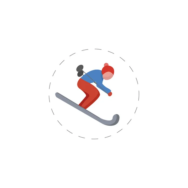 Ski man kleurrijke vlakke vector icoon — Stockvector