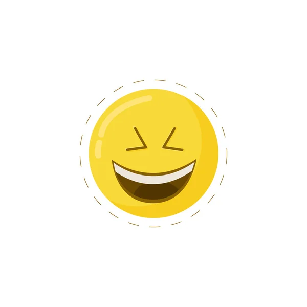 Rir emoticon colorido ícone vetorial plana — Vetor de Stock