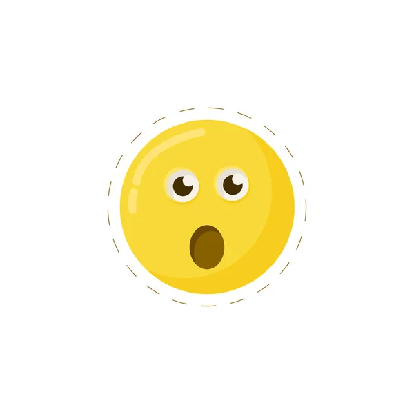 Emoticon surpris icône vectorielle plat coloré — Image vectorielle