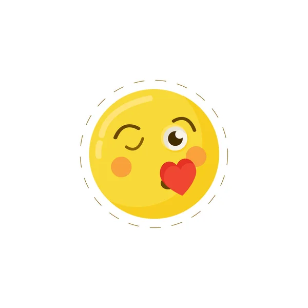 Beijando emoticon colorido ícone vetorial plana — Vetor de Stock
