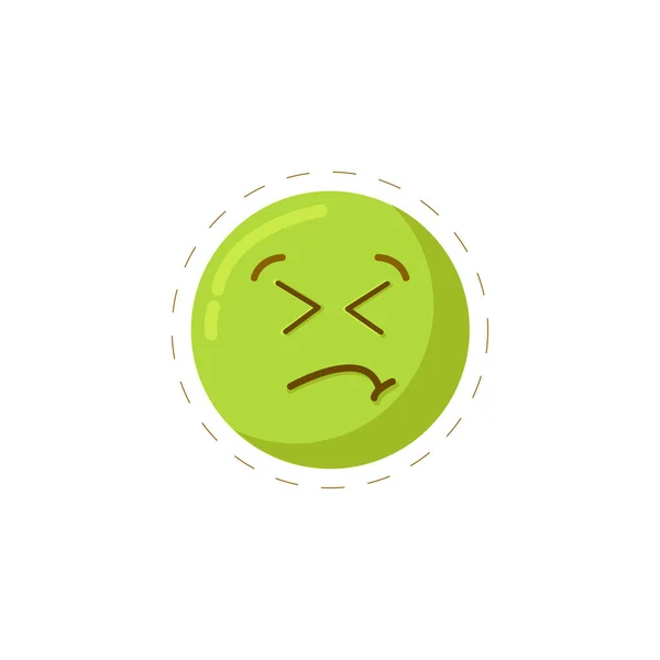 Sick emoticon. vomits emoticon colourful flat vector icon — ストックベクタ