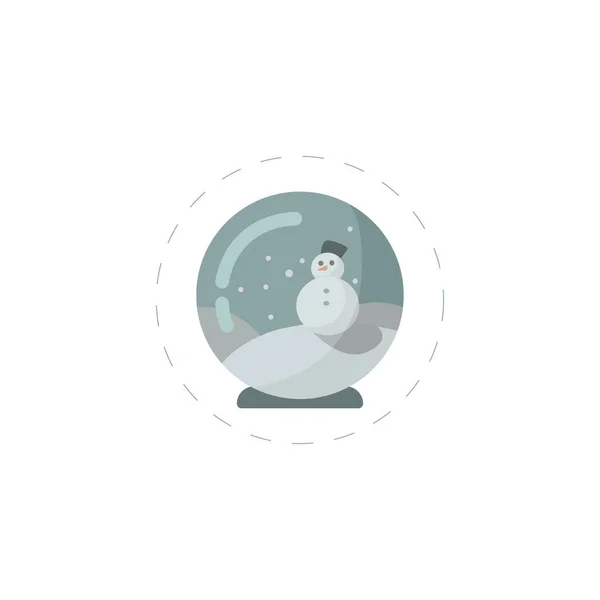 Boule à neige avec icône plate vectorielle bonhomme de neige. illustration isolée sur fond blanc — Image vectorielle
