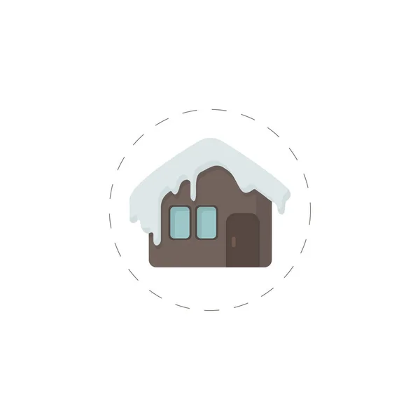 Hus i snö ikon vektor platt ikon. isolerad illustration på vit bakgrund — Stock vektor