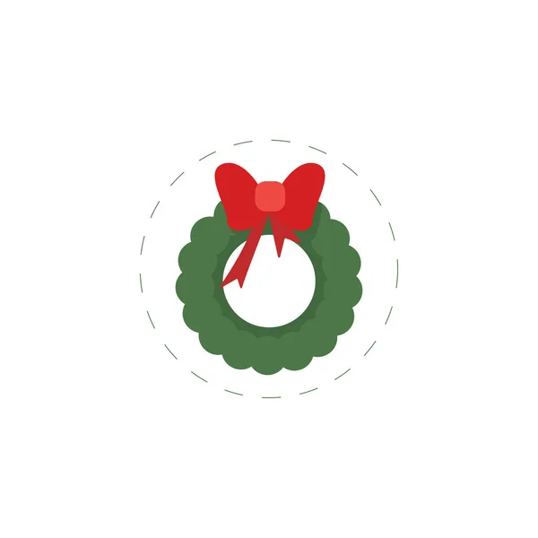Navidad-corona vector icono plano. ilustración aislada sobre fondo blanco — Vector de stock