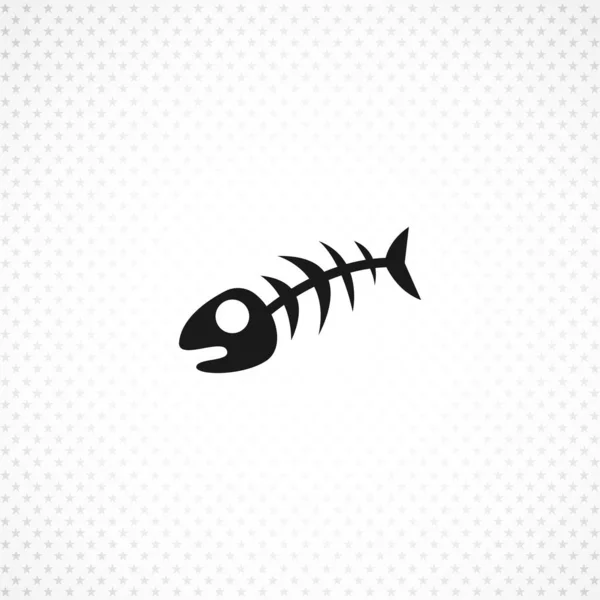 Fish bone, fish skeleton vector icon on white background — ストックベクタ